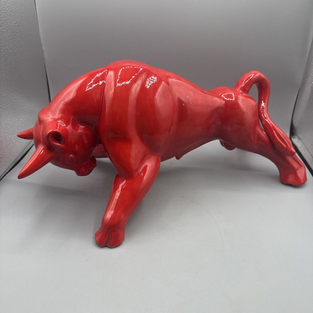 Vintage Royal Haeger Pottery Red Ceramic Bull Toro Mid Century 18" Eric Olsen
